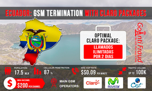 Эквадор: GSM терминация с пакетами Claro