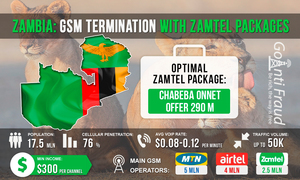 Замбия: GSM терминация с пакетами Zamtel